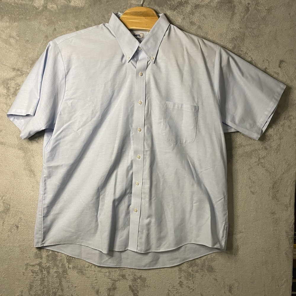Cintas Men's 18 1/2 Sort‎ Sleeve Light Blue Work Shirt Cotton/Poly Blend